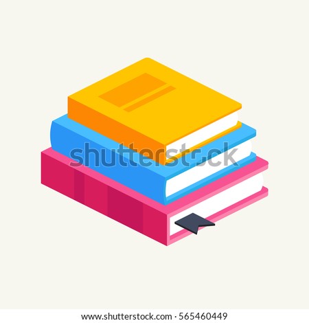 horizontal stack of colored books in isometric.education infographic template design with books pile.Set of book icons in flat design style.vector illustration of isolated layers in the background.