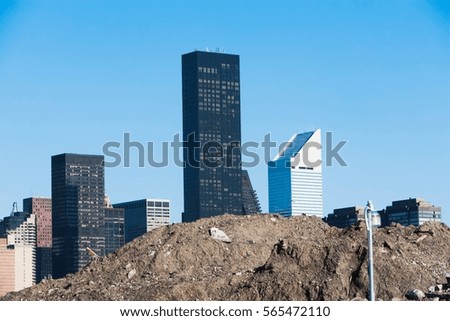 Trump World Tower behind pile of soil in New York City, USA