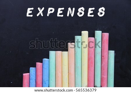 Chalk with blackboard and text expenses.