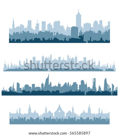 Morning cityscape silhouette vector set
flat illustration Royalty-Free Stock Photo #565585897