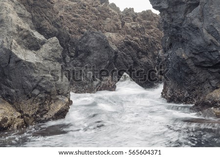 Atlantic coast in Biscoitos Terceira island Azores Portugal