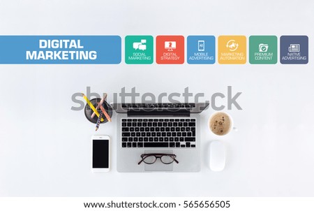 Digital Marketing Concept with Icon Set
