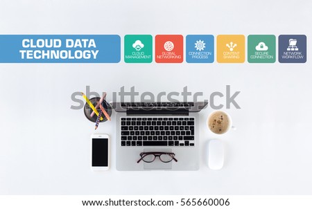 Cloud Data Technology Concept with Icon Set