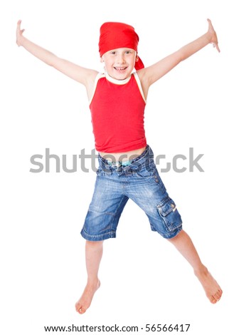 Little boy in dance. Isolated on white background