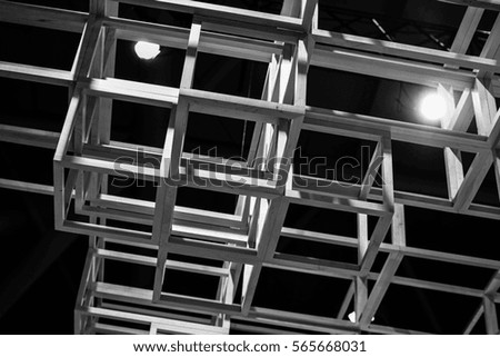 abstract geometric framework made out of wood as background