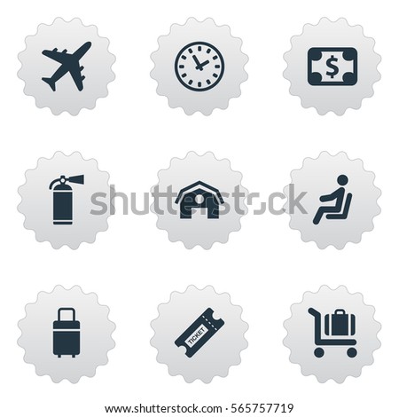 Set Of 9 Simple Travel Icons. Can Be Found Such Elements As Plane, Coupon, Watch And Other.