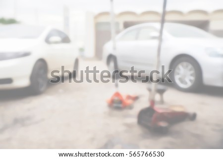 Picture blurred  for background abstract and can be illustration to article of car in garage