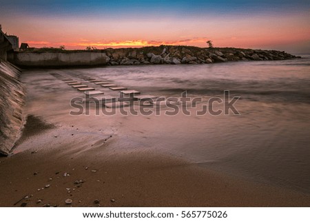 sea sunset background in evening at rayong thailand