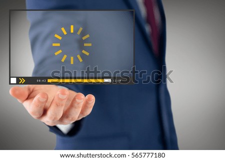 Close up view of businessman hand against grey vignette 3d