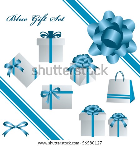 This graphic is blue gift  package set. Illustration vector.