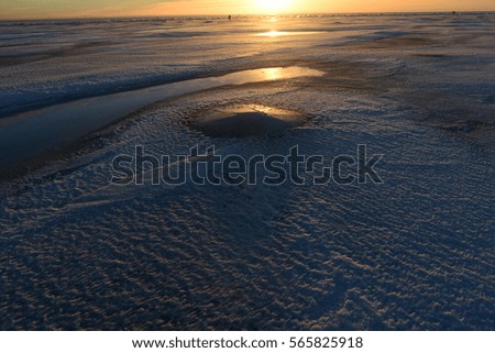 Sunset light on the surface of ice nature landscape