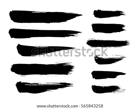 Brush strokes isolated. Ink painting. Set collection. Vector artwork. Black and white Royalty-Free Stock Photo #565843258
