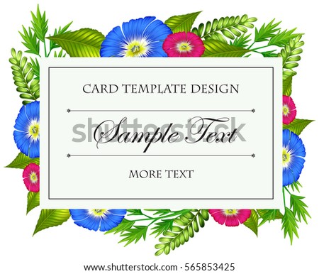 Card template with colorful flowers illustration