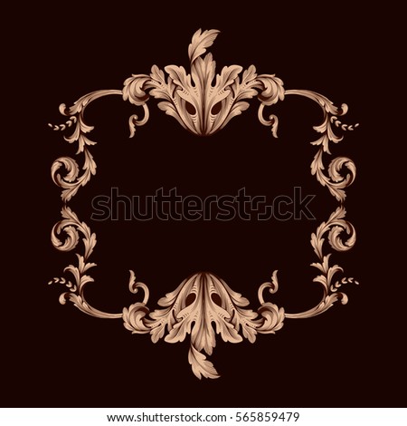 Vintage baroque ornament retro pattern antique style acanthus. Decorative design element filigree calligraphy vector. You can use for wedding decoration of greeting card and laser cutting.