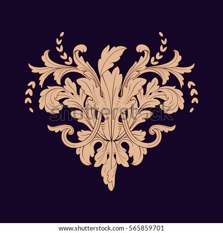 Vintage baroque ornament retro pattern antique style acanthus. Decorative design element filigree calligraphy vector. You can use for wedding decoration of greeting card and laser cutting.