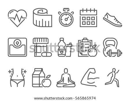 vector fitness health and sport icons set Royalty-Free Stock Photo #565865974