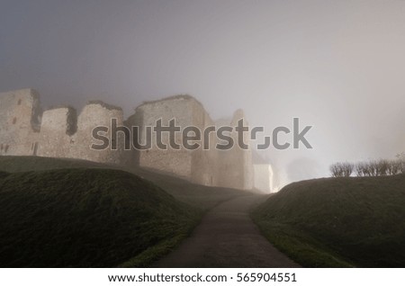 Palace and foggy night
