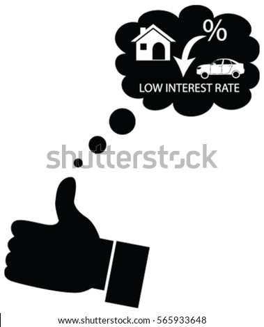 Customer or Business man wishing and liking for a low interest rate on finance from bank on home mortgage, car finance. Dreaming for decline in interest rates.
