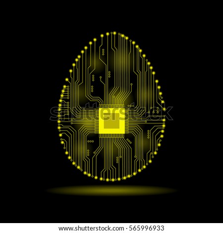 Abstract egg. Egg in an electronic circuit. Vector illustration. Royalty-Free Stock Photo #565996933