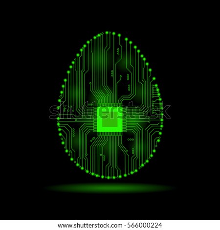 Abstract egg. Egg in an electronic circuit. Vector illustration. Royalty-Free Stock Photo #566000224