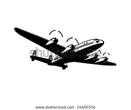 Passenger Plane - Retro Clip Art