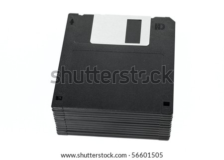 Stack of floppy disks isolated on white background