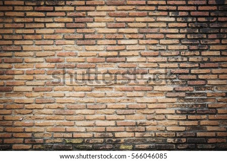 brick wall for texture or background,with vignette and vintage toned style