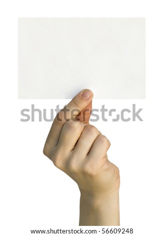 a card blank in a hand on the white