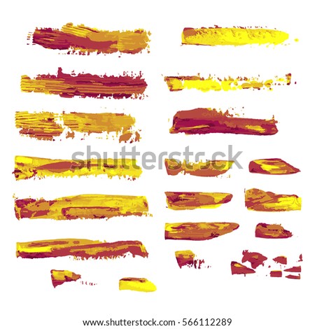 realistic color vector brush strokes of paint on white background