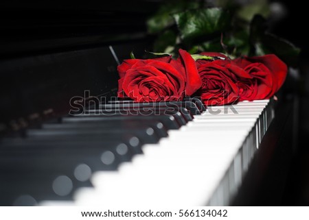 red roses on piano 