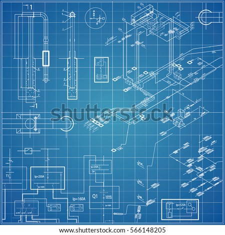 Vector blueprint with electrical Royalty-Free Stock Photo #566148205