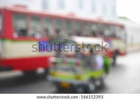 Picture blurred  for background abstract and can be illustration to article of bus in thailand