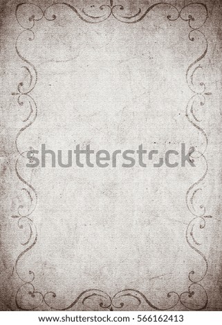 Old vintage invitation with baroque ornament with a copy space.