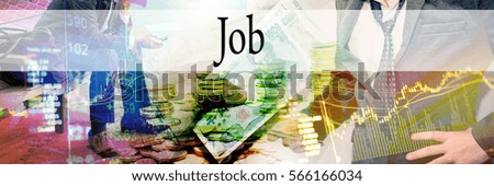 Job - Hand writing word to represent the meaning of financial word as concept. A word Job is a part of Investment&Wealth management in stock photo.