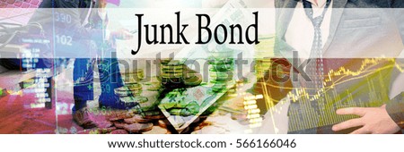 Junk Bond - Hand writing word to represent the meaning of financial word as concept. A word Junk Bond is a part of Investment&Wealth management in stock photo.