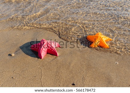 Summer Holiday, Beach Waves Starfish and colored toys