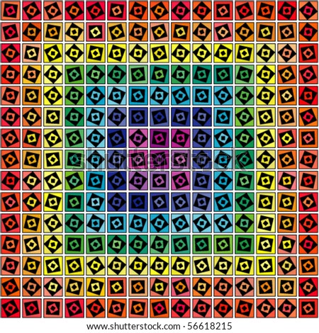 Abstract geometric vector rainbow and black squares background
