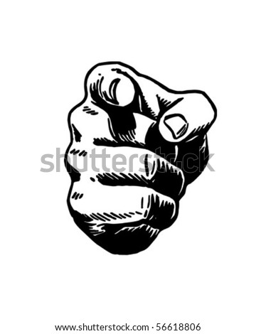 Pointing Hand - Retro Clip Art