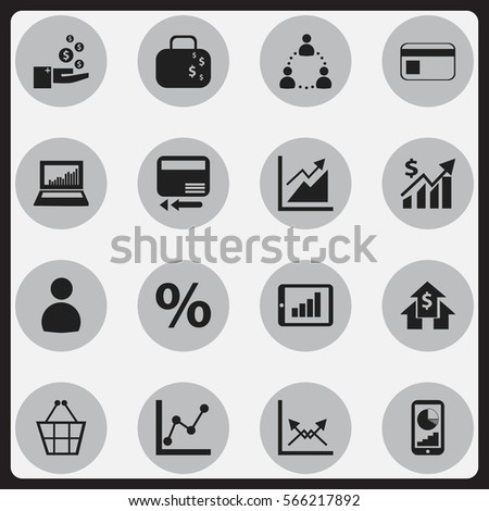 Set Of 16 Editable Logical Icons. Includes Symbols Such As Revenue, Transmission, Banking House And More. Can Be Used For Web, Mobile, UI And Infographic Design.