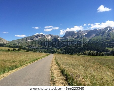 endless scenic road to the Alps