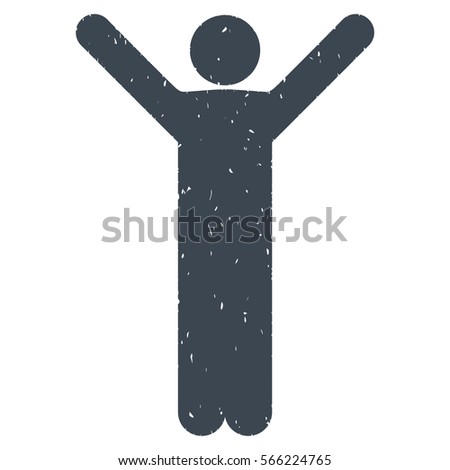 Happy Man grainy textured smooth blue icon for overlay watermark stamps. Flat symbol with scratched texture. Dotted vector ink rubber seal stamp with grunge design on a white background.