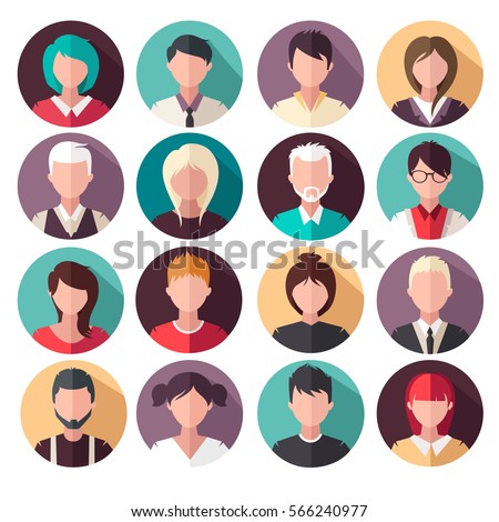 set of vector flat icons. People icons. avatars