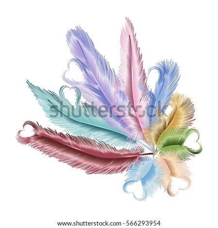 Beautiful background with colored feathers. Vector illustration. EPS 10