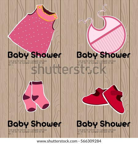 Set of colored baby shower graphic designs, Vector illustration