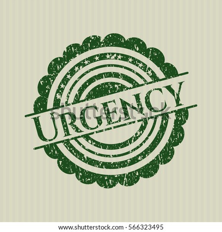 Green Urgency distressed rubber stamp