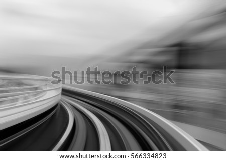 Black and White, blurred motion moving train abstract background