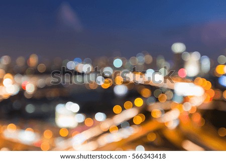 Blurred bokeh light cityscape skyline background