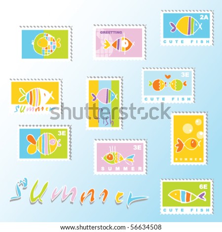Summer postal stamps