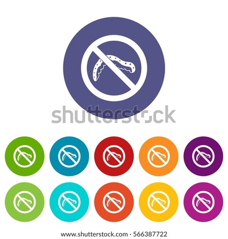 No caterpillar sign set icons in different colors isolated on white background