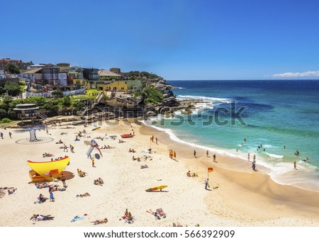 Beautiful Nature of Tamarama Beach between the Bondi to Coogee Walk, Australia. Royalty-Free Stock Photo #566392909